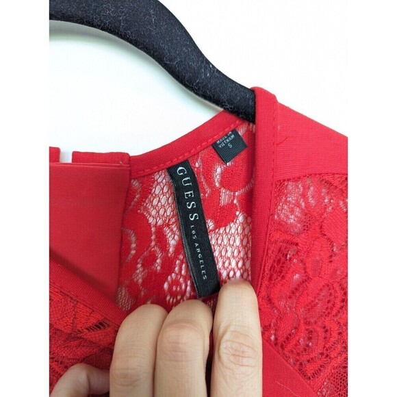 Guess Los Angeles Red Lace Bodycon Dress Small - Picture 9 of 14